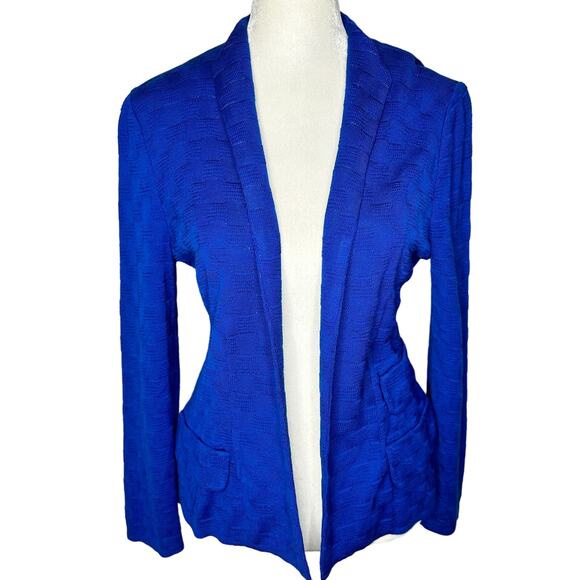 Misook Royal Blue Knit Open Front Cardigan Blazer Women's XS Petite - Picture 1 of 7